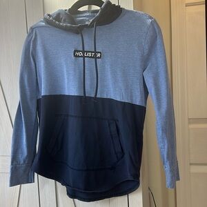 Hollister Navy and Light Blue Hoodie Sz xs